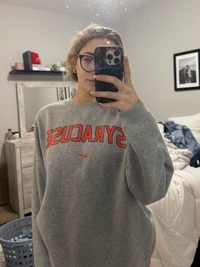 Nike Gray Crewneck Sweatshirt with Red Syracuse Logo